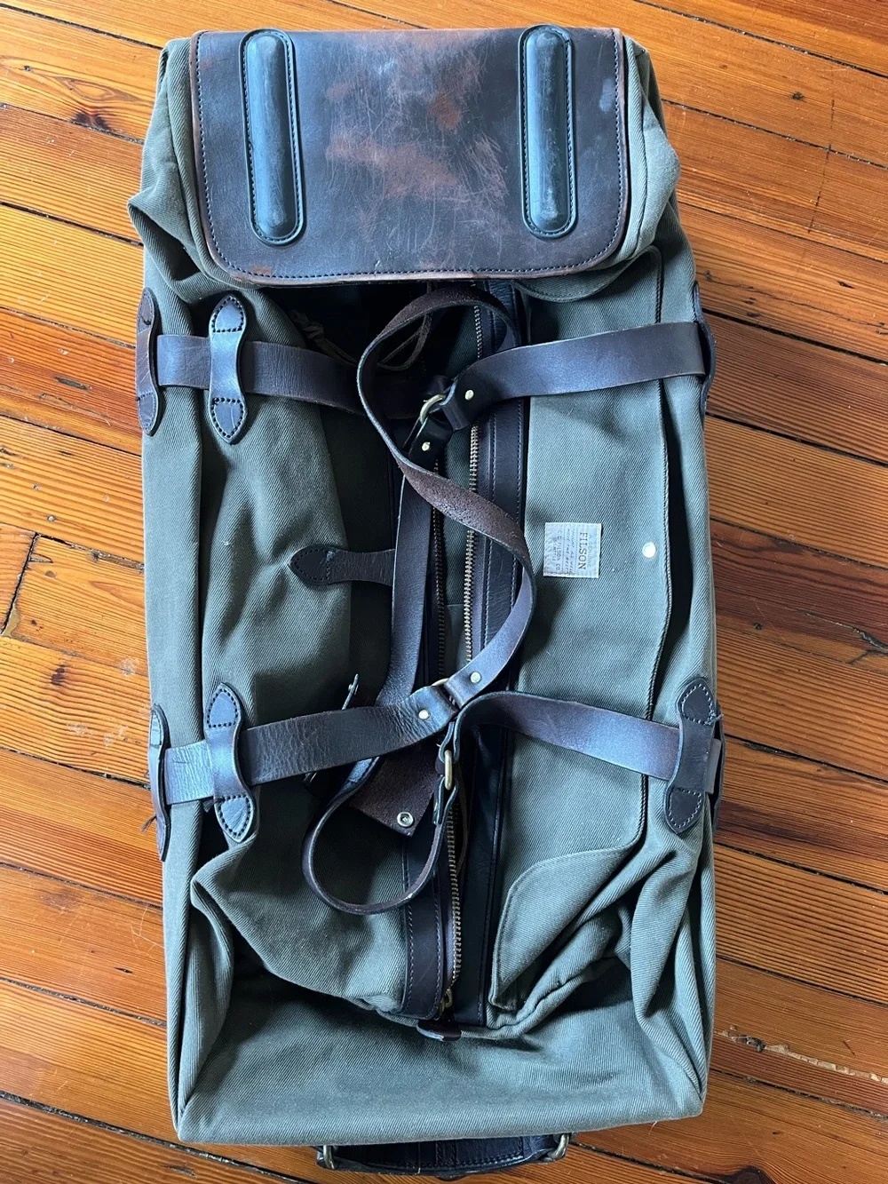 Filson Canvas and Leather Roll-Top Duffle Bag - Olive Green